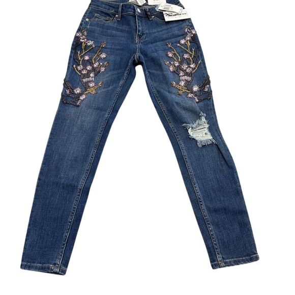 For the Republic Denim - For the Republic Women's Beaded Embellished Skinny Jeans Size 2‎ Blue